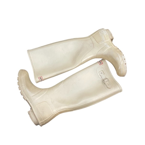 HUNTER Women’s Cream Rain Boots - Size 6 - Picture 1 of 9